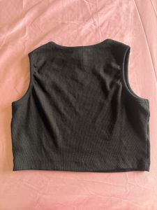 Ribbed Black Cropped Tank Top
