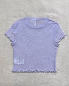 H&amp;M | Sheer Mesh Lettuce-Hem Crop Top