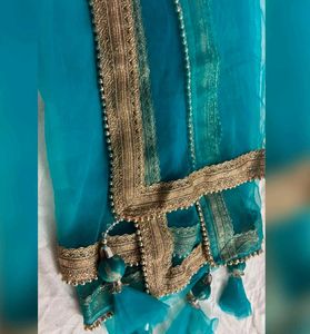 Elegant South Indian Lehenga in Teal and Silver
