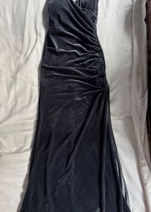 Elegant Velvet long gown dress with Chain Straps