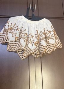Boho Embroidered Eyelet Mini Skirt