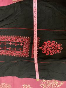 Elegant Black Kurta with Red Embroidery