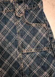 Denim Plaid Mini Skirt