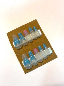 Stunning Blue &amp; Pink Ombre Coffin Nails