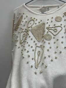 Embellish Off White Pullover