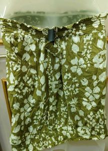 Olive Green Floral Smocked Tube Top