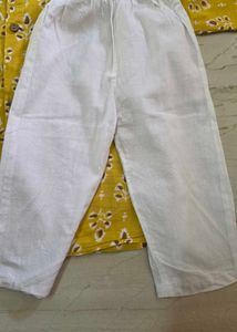 Yellow Printed Cotton Kurta and pyjama set