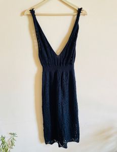 Navy Crochet Mini Dress