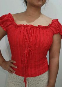 Chic Red Off-Shoulder Top