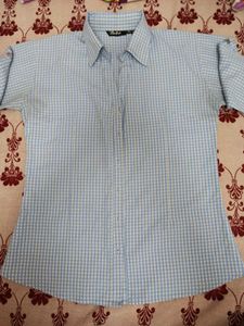 Bebo Blue Poly Cotton Button-Up Shirt
