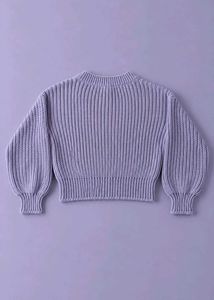 LAVENDER V-NECK CHUNKY KNIT CROPPED SWEATER