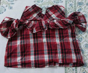 Pepe Plaid Ruffled Crop Top