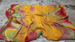 Vibrant Abstract Print Saree