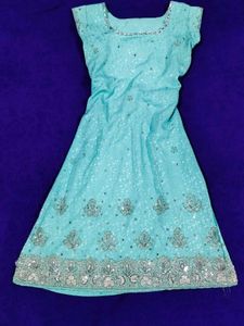 Aqua Blue Embroidered Kurta