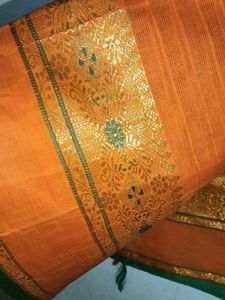 Orange Cotton Saree