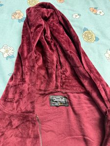 Maroon Velvet Sequin Hoodie