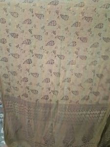 Elegant Beige Scarf with Gold Trim