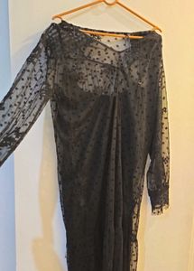 Elegant Black Lace Midi Dress