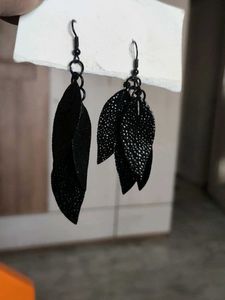 Black Leaf Dangle Earrings