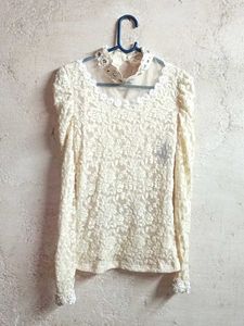 Lace Blouse with High Neck