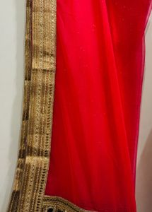 Red dupatta with Gold Embellished Border