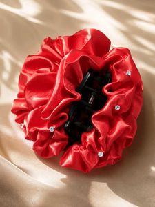 Elegant Red Satin Hair Claw Clip