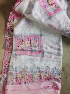 New trendy women saree , pink and white colour