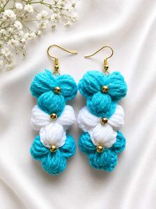 Boho Floral Yarn Dangle Earrings