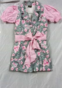 Floral Puff Sleeve Dress with Bow