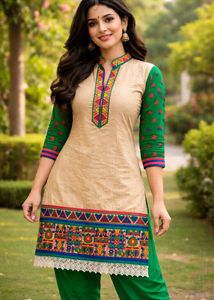 🟥Elegant Kurti with Embellished Sleeve
