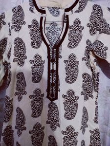 Cotton block printed kurta And Orange Kurta Combo