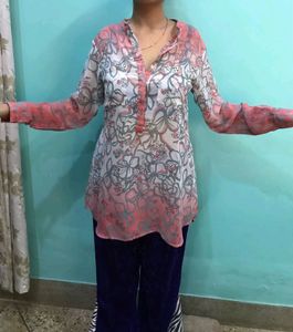 Flower Printed Chiffon Tunic