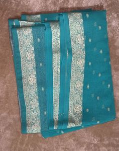 Blue With Golden Border Saree