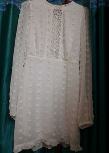 Elegant White Lace Detail Mini Dress