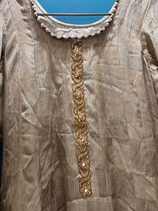 Embellished Silk Anarkali Set with Mirror Dupatta