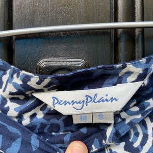 Indigo printed midi skirt