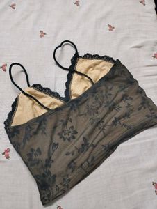 Sheer Floral Lace Trim  Top