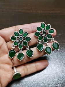 Beautiful And Charming Semi-precious Stone Brass Earrings 👌👌👌👌😊