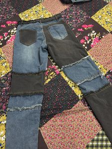 Unique Color Block Denim Jeans