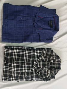 Stylish Plaid Shirt Duo: Blue Short Sleeve &amp; Black