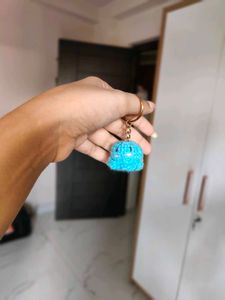 Cute Blue Crochet Octopus Keychain
