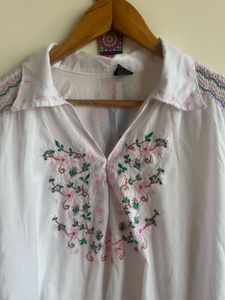 White Embroidered Blouse