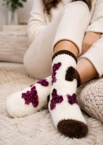 Cozy Fuzzy Socks with Heart Pattern