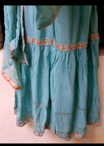 unstitched Elegant Blue Embroidered garara set