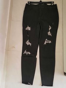 Stylish Distressed Black Jeans