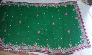 Embroidered Green Fabric