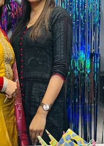 Stylish Black Kurta with Red Buttons