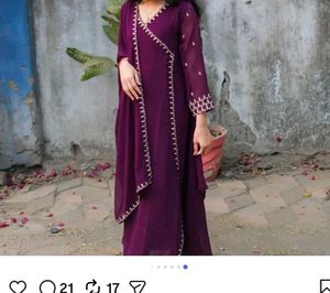 Elegant 💜 Kurta Set with Gold Embroidery
