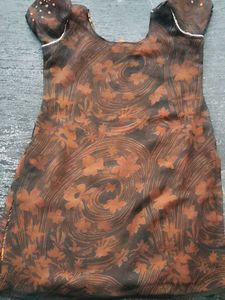 Threadwork Short Kurti (free dupatta)