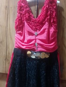 Girls Red & Black Western 👗